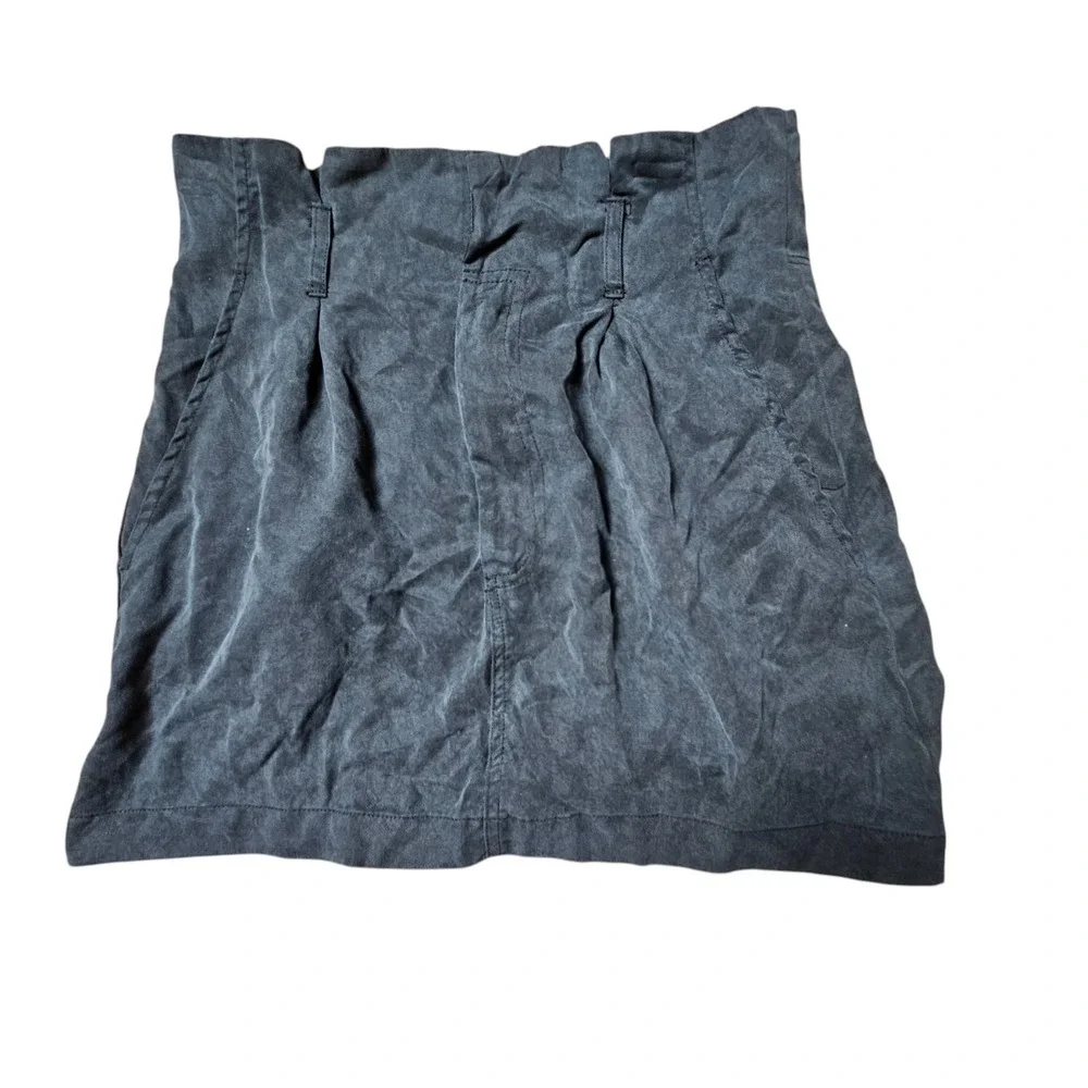 Reformation Paperbag Mini Skirt Slash‎ Pockets Pleated Womens 4 Black Tencel